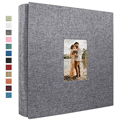 Vienrose Photo Alum 4x6 Holds 600 Photos Linen Cover Big Capacity Slip in Picture Album Black Inner Pages Bookshelf Albums for Baby Wedding Gift 